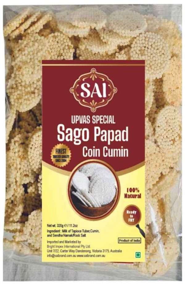 Sai Sago Coin Cumin Papad 320gms x 22